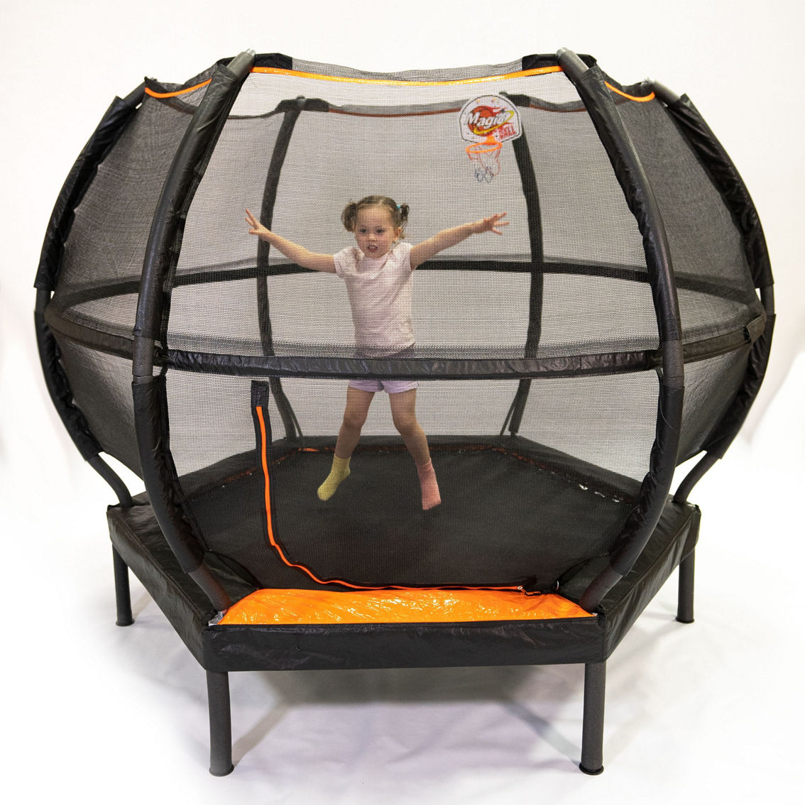 JumpKing 7' Heagonal Zorbpod Trampoline With Mini Basketball Hoop - Image 2 of 5