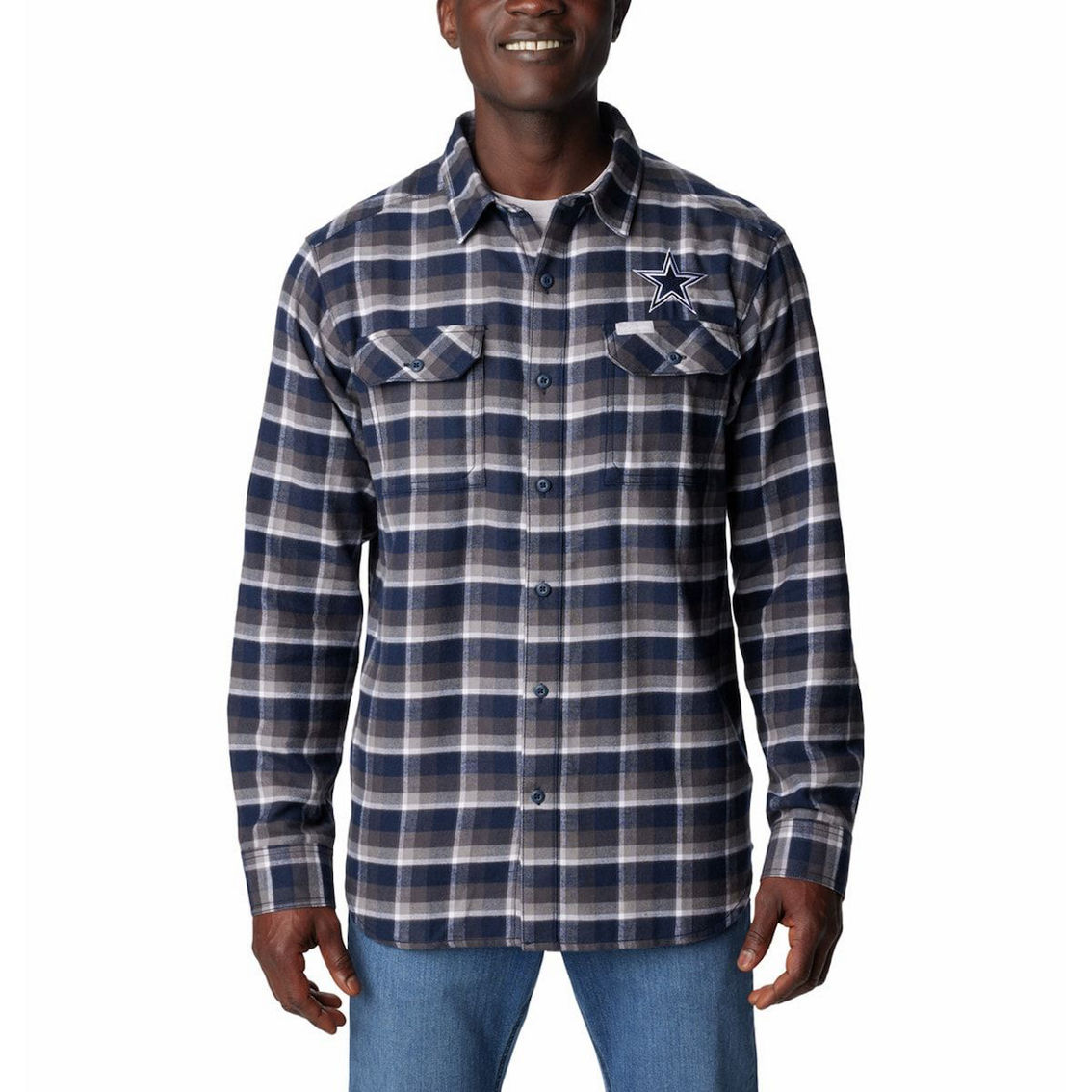 Columbia Men's Navy Dallas Cowboys Flare Gun Flannel Button-Up Shirt - Image 2 of 4