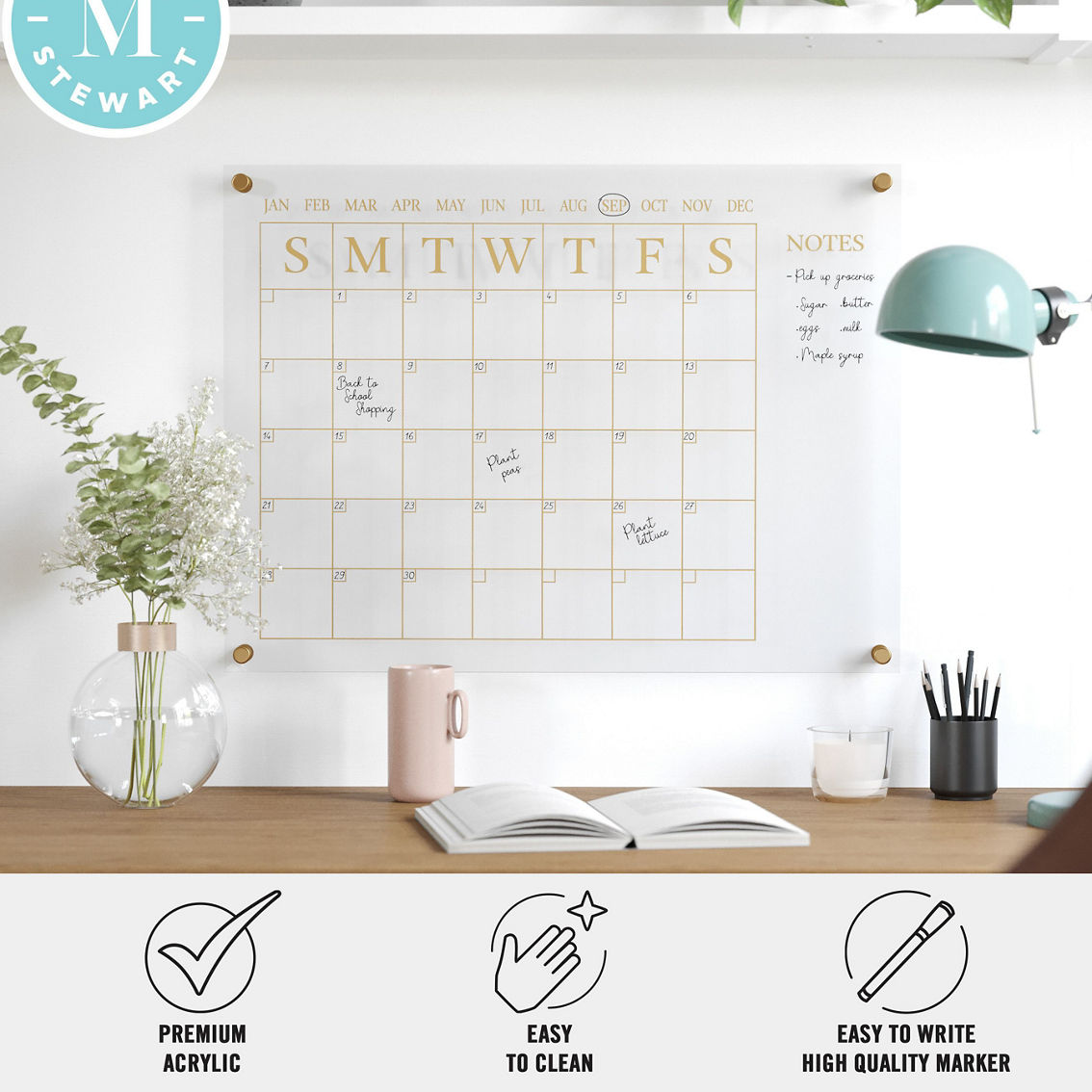 Martha Stewart Acrylic Monthly Wall Calendar with Notes - Image 4 of 5