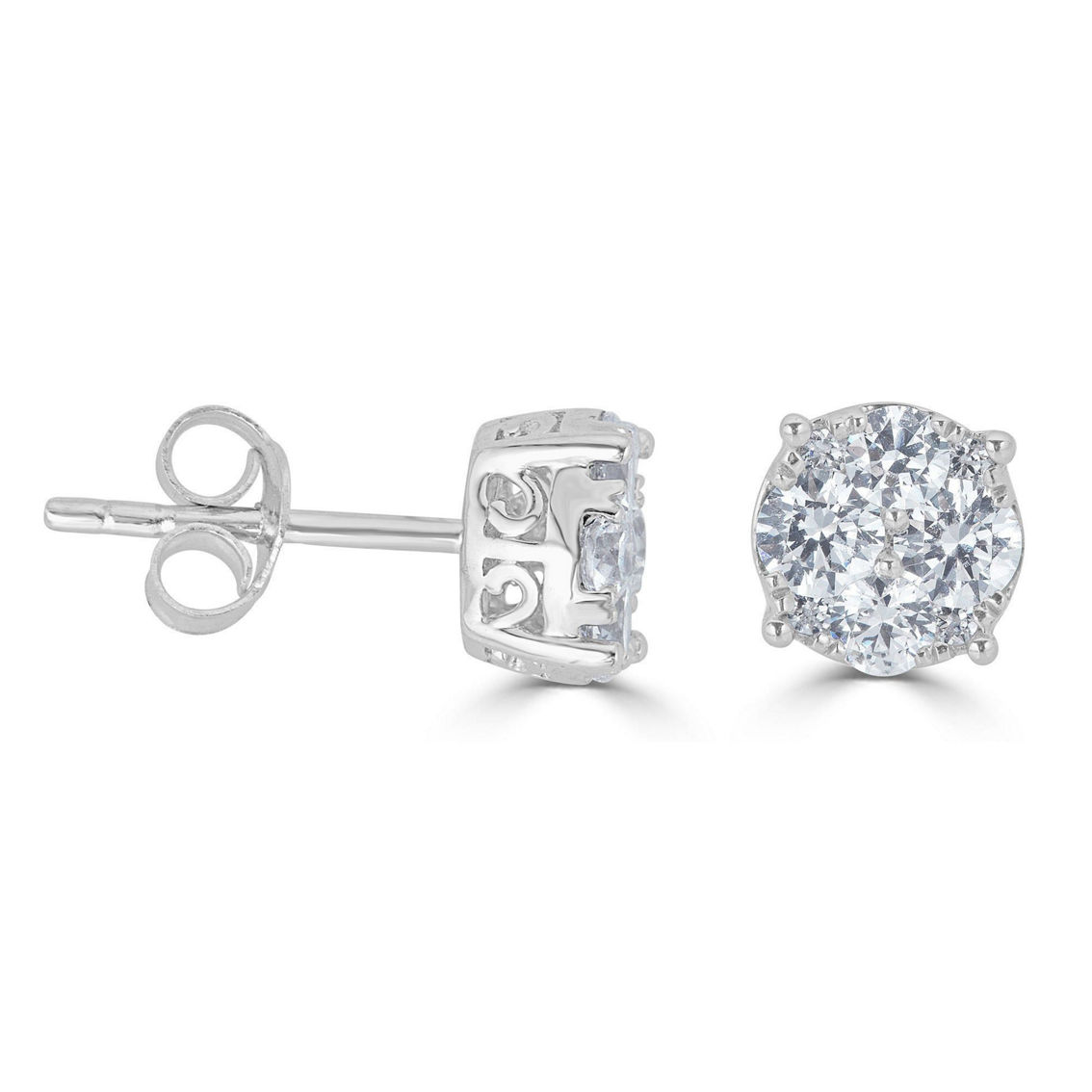 Royal Aura 14K White Gold 3/4 CTW Diamond Stud Earrings - Image 2 of 5