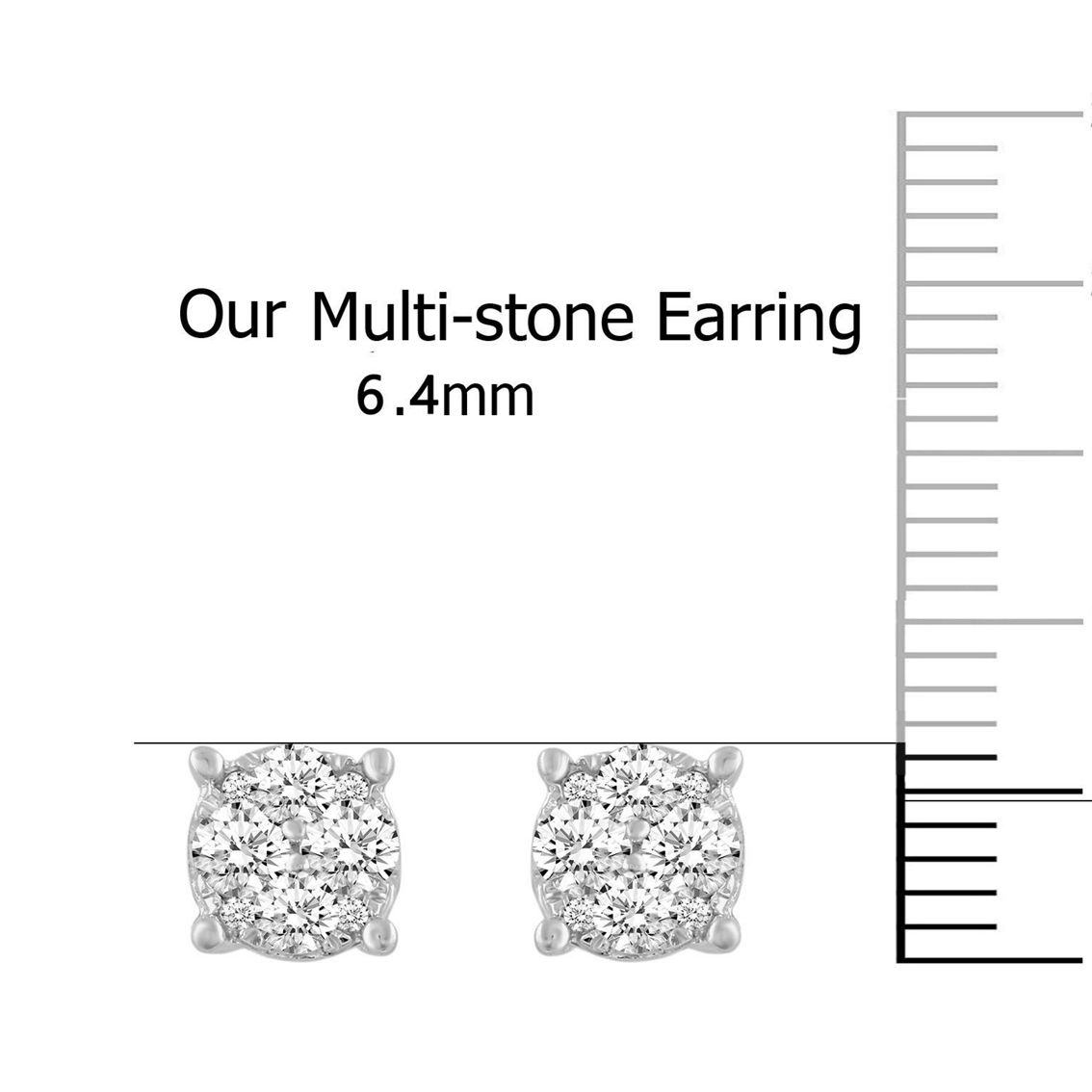 Royal Aura 14K White Gold 3/4 CTW Diamond Stud Earrings - Image 4 of 5