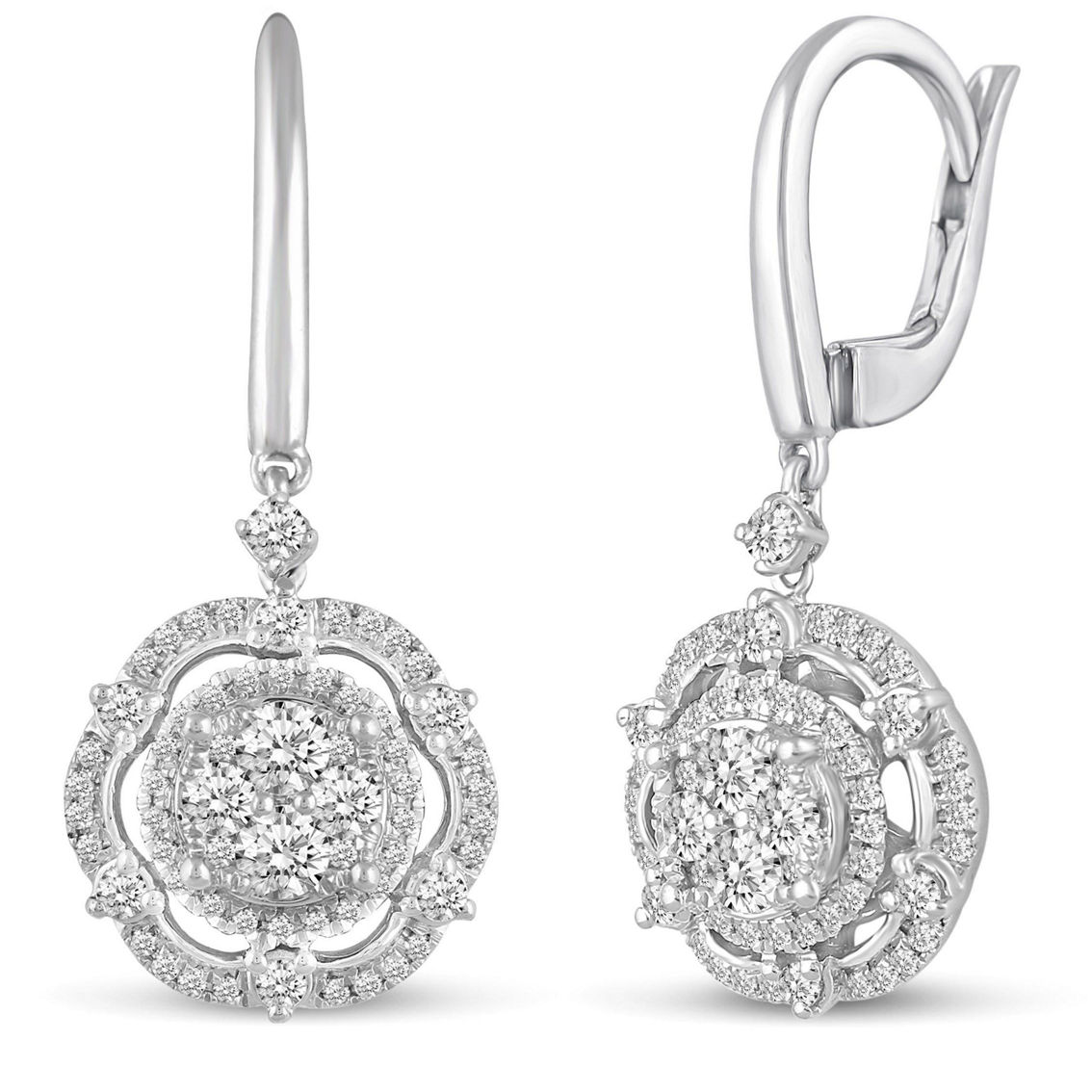 Royal Aura 14K White Gold 3/4CTW Diamond Drop Stud Earrings - Image 2 of 5