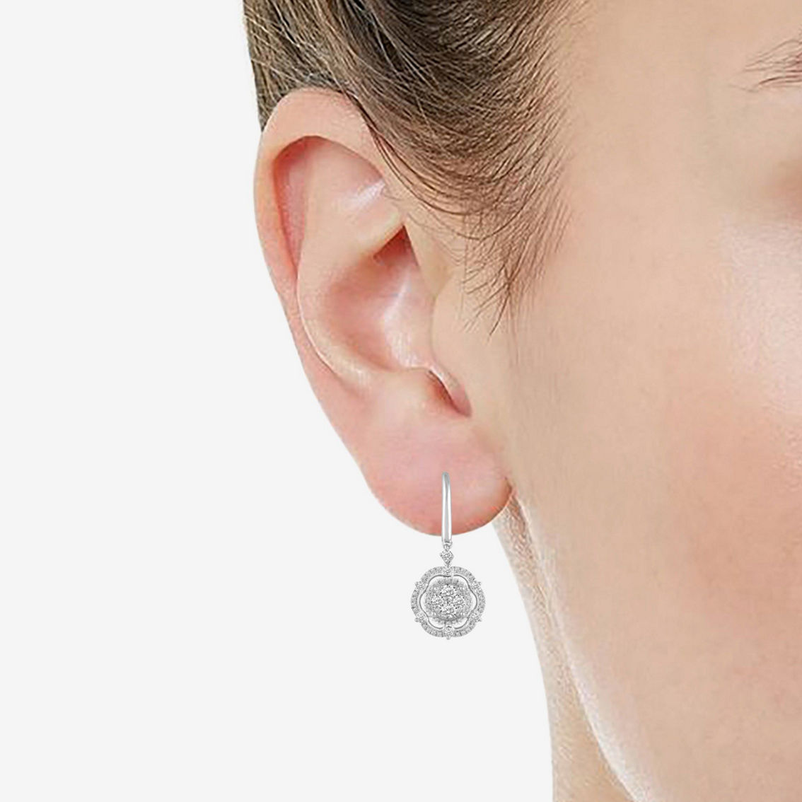 Royal Aura 14K White Gold 3/4CTW Diamond Drop Stud Earrings - Image 3 of 5