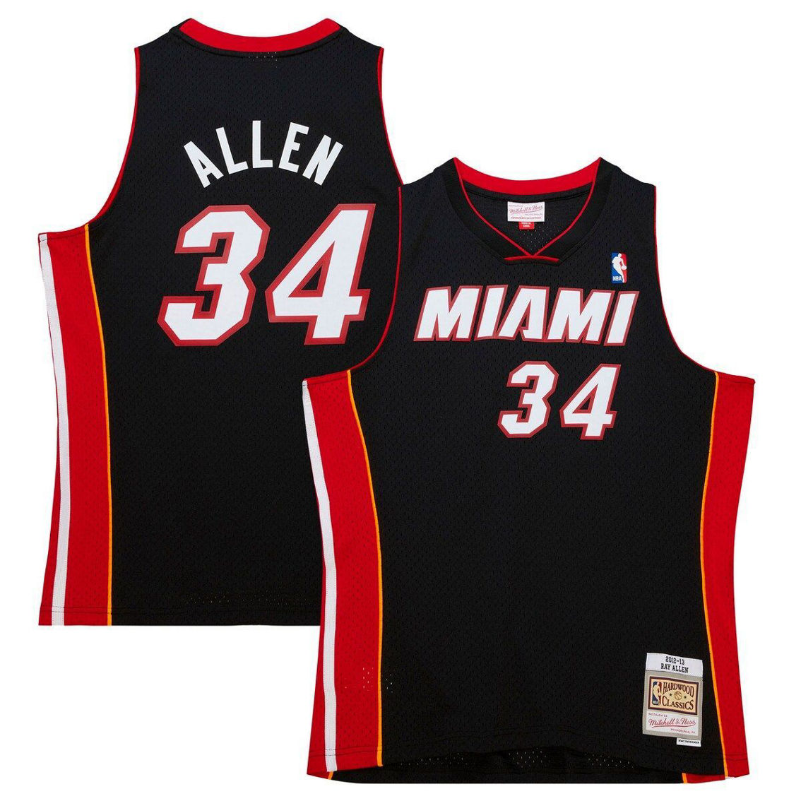 Mitchell & Ness Men's Ray Allen Black Miami Heat 2012/13 Hardwood Classics Swingman Jersey - Image 2 of 4