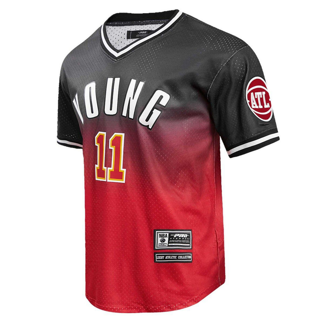 Pro Standard Men's Trae Young Black/Red Atlanta Hawks Ombre Name & Number T-Shirt - Image 3 of 4