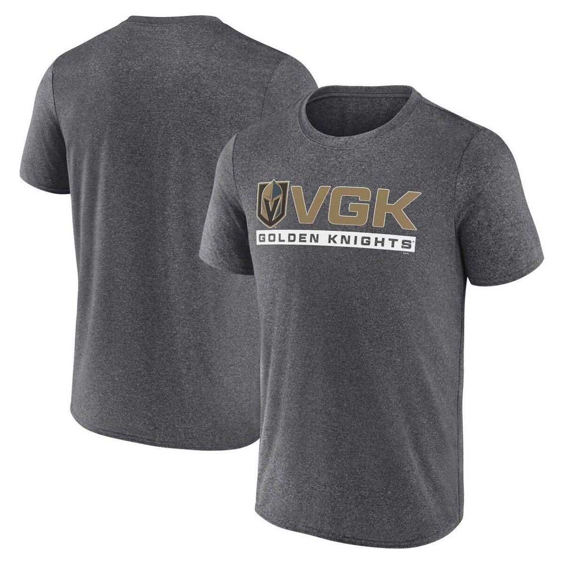Fanatics Branded Men's Heather Charcoal Vegas Golden Knights Playmaker T-Shirt - Image 2 of 4