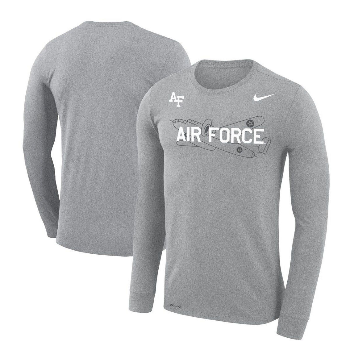 Nike Men's Heather Gray Air Force Falcons Rivalry Plane Legend Performance T-Shirt - Image 2 of 4