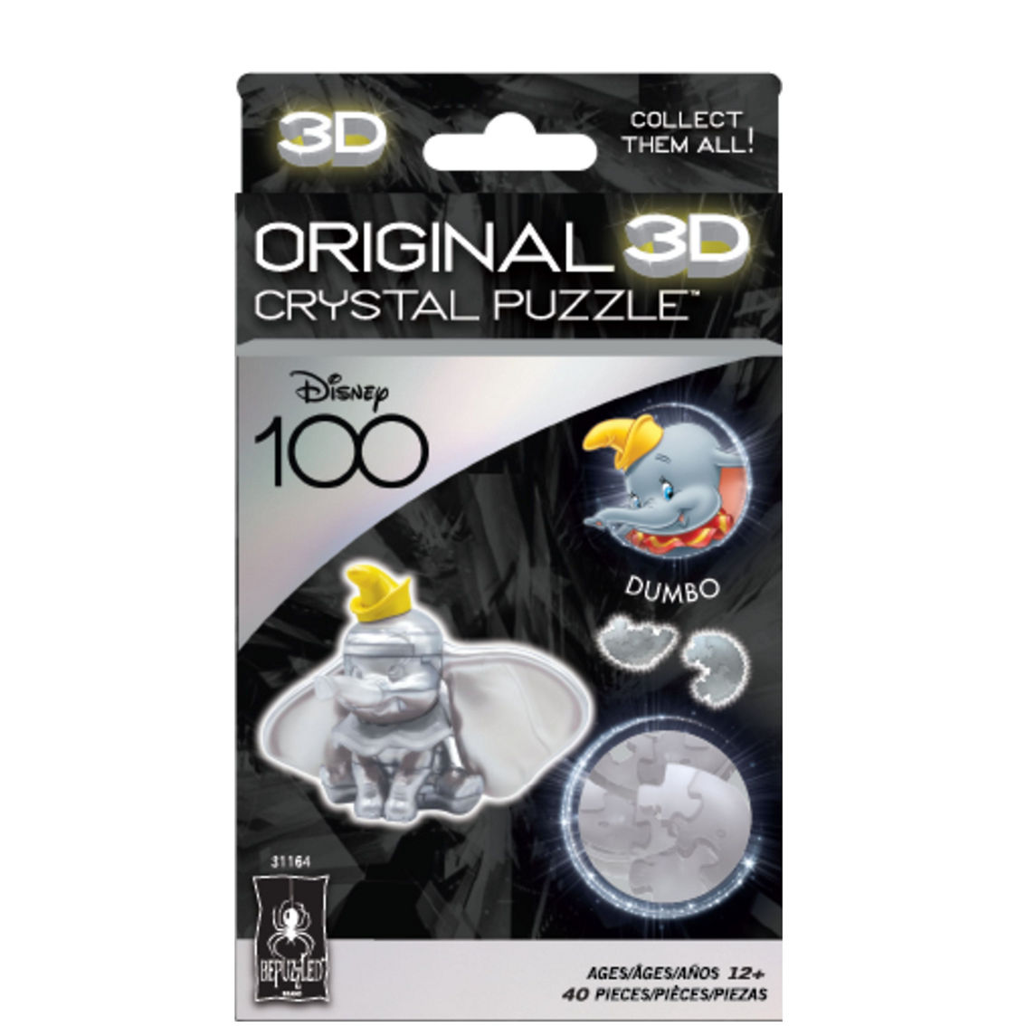 BePuzzled 3D Crystal Puzzle - Disney 100 Platinum Edition - Dumbo: 40 Pcs - Image 3 of 5