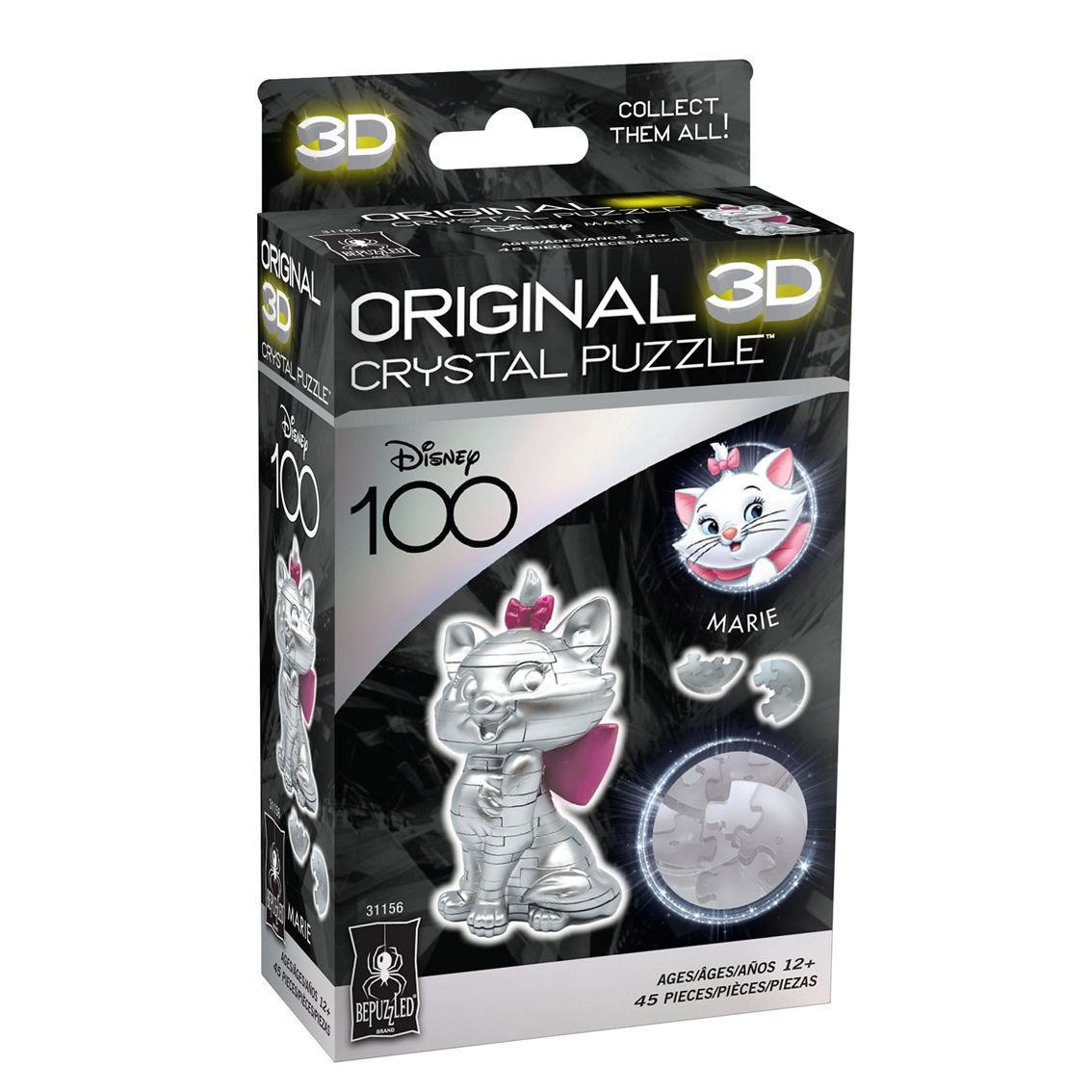 BePuzzled 3D Crystal Puzzle - Disney 100 Platinum Edition - Marie: 45 Pcs - Image 2 of 5