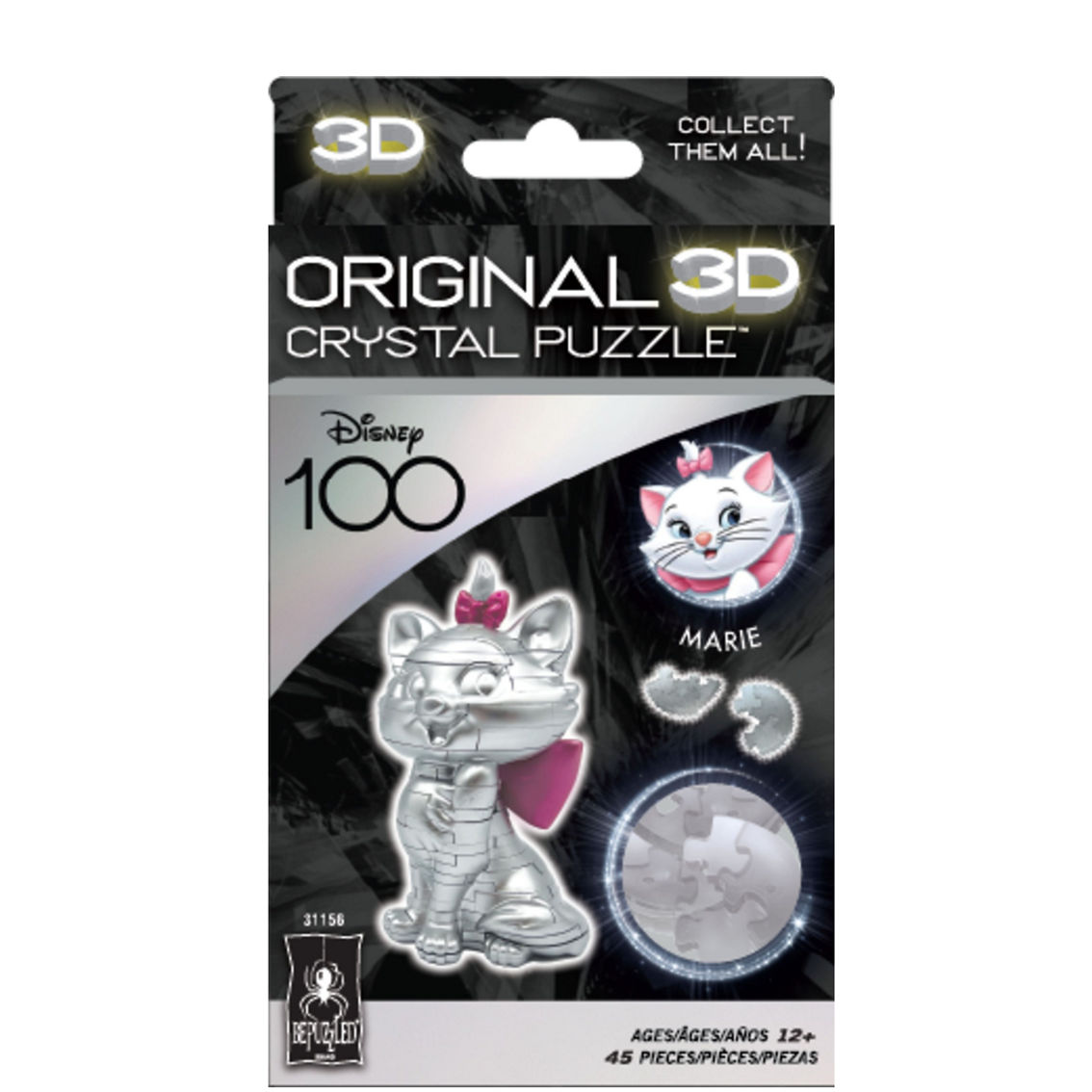 BePuzzled 3D Crystal Puzzle - Disney 100 Platinum Edition - Marie: 45 Pcs - Image 3 of 5
