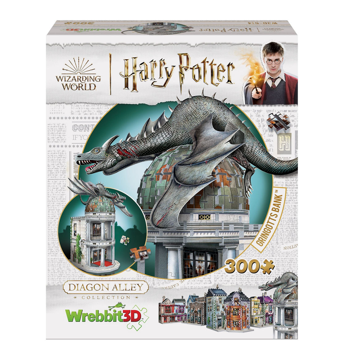 Wrebbit Harry Potter Diagon Alley Collection - Gringotts Bank 3D Puzzle: 300 Pcs - Image 3 of 5
