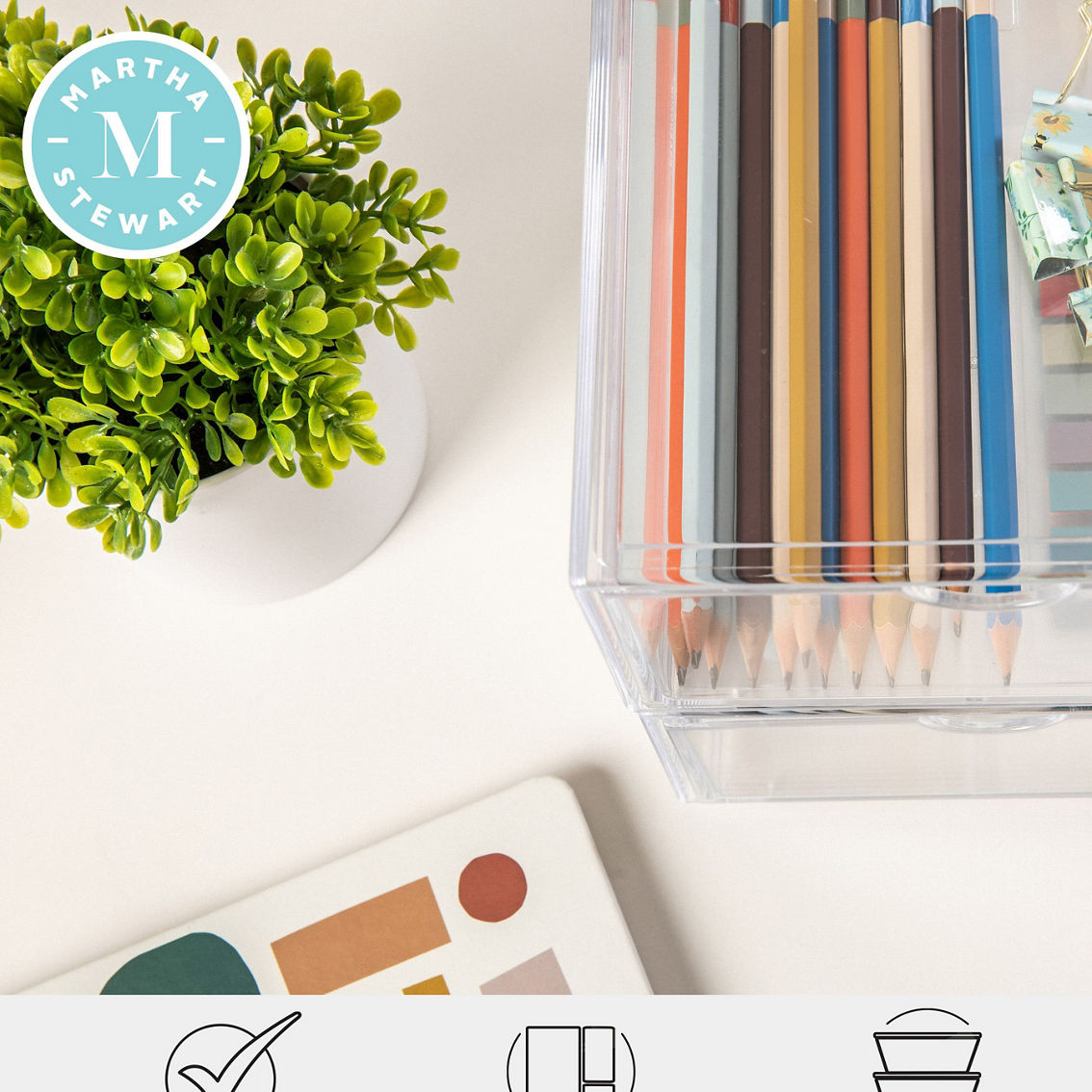 Martha Stewart 2PK Plastic Desk Boxes with Pullout Drawers - Image 3 of 5