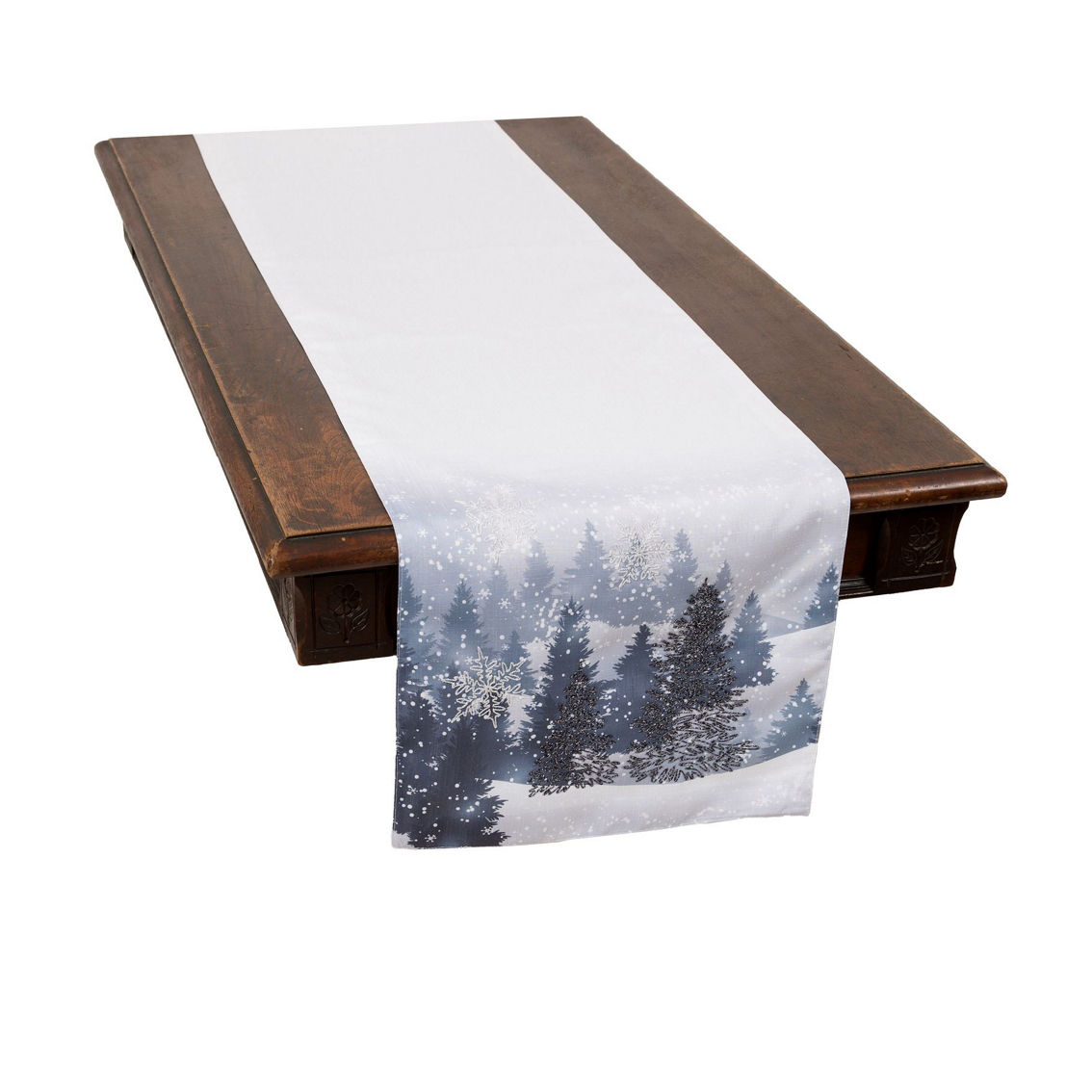 Manor Luxe, Winter Wonderland Double Layer Christmas Table Runner - Image 2 of 2