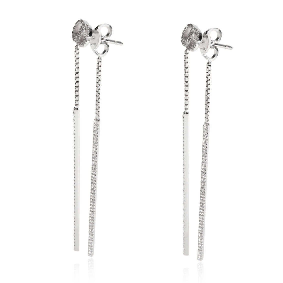 Gucci Running G Diamond Drop Earrings in 18k White Gold 0.56 CTW Pre-Owned - Image 2 of 3