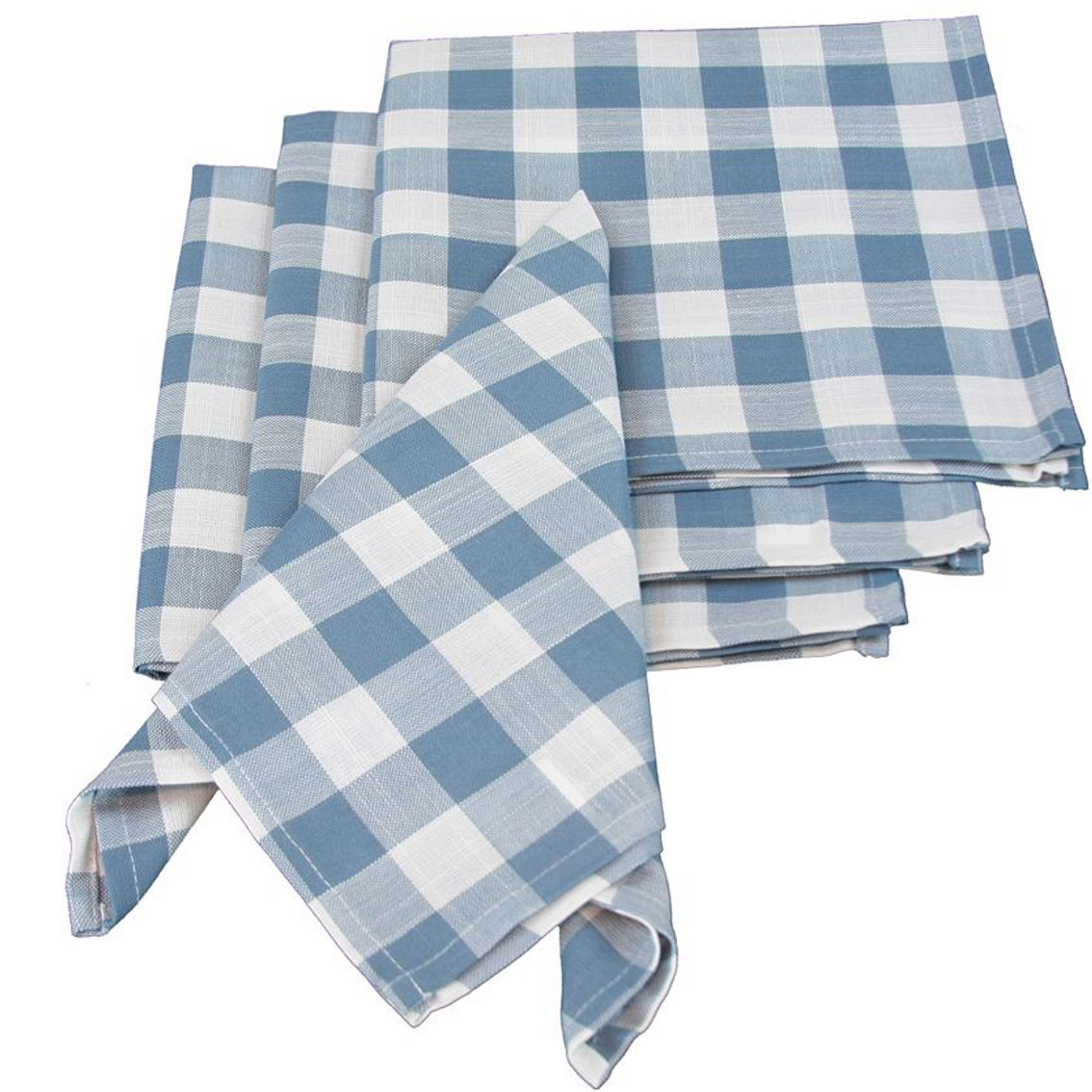 Xia Home Fashions, Gingham Check Set of 4 Napkins, 20In by 20In, Blue - Image 2 of 2
