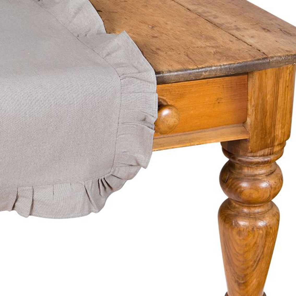 Xia Home Fashions, Ruffle Trim Solid Taupe Table Runner, 16 by 36-Inch - Image 2 of 2