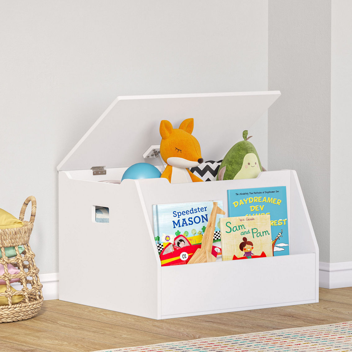 RiverRidge Kids Toy Storage Box with Front Bookrack - Image 2 of 5