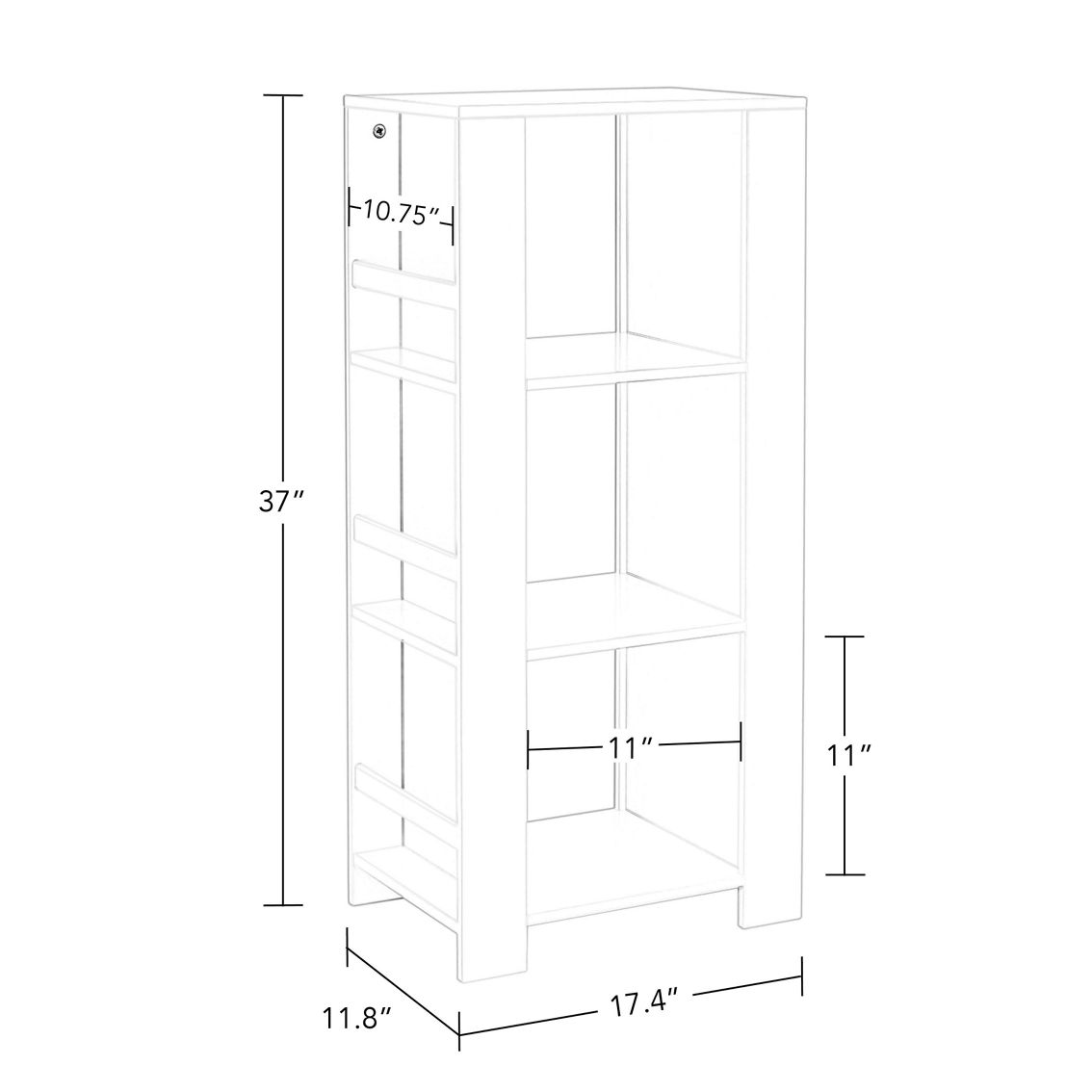 RiverRidge Kids Book Nook Cubby Storage Tower with 2 10'' Wall Bookshelves - Image 3 of 5