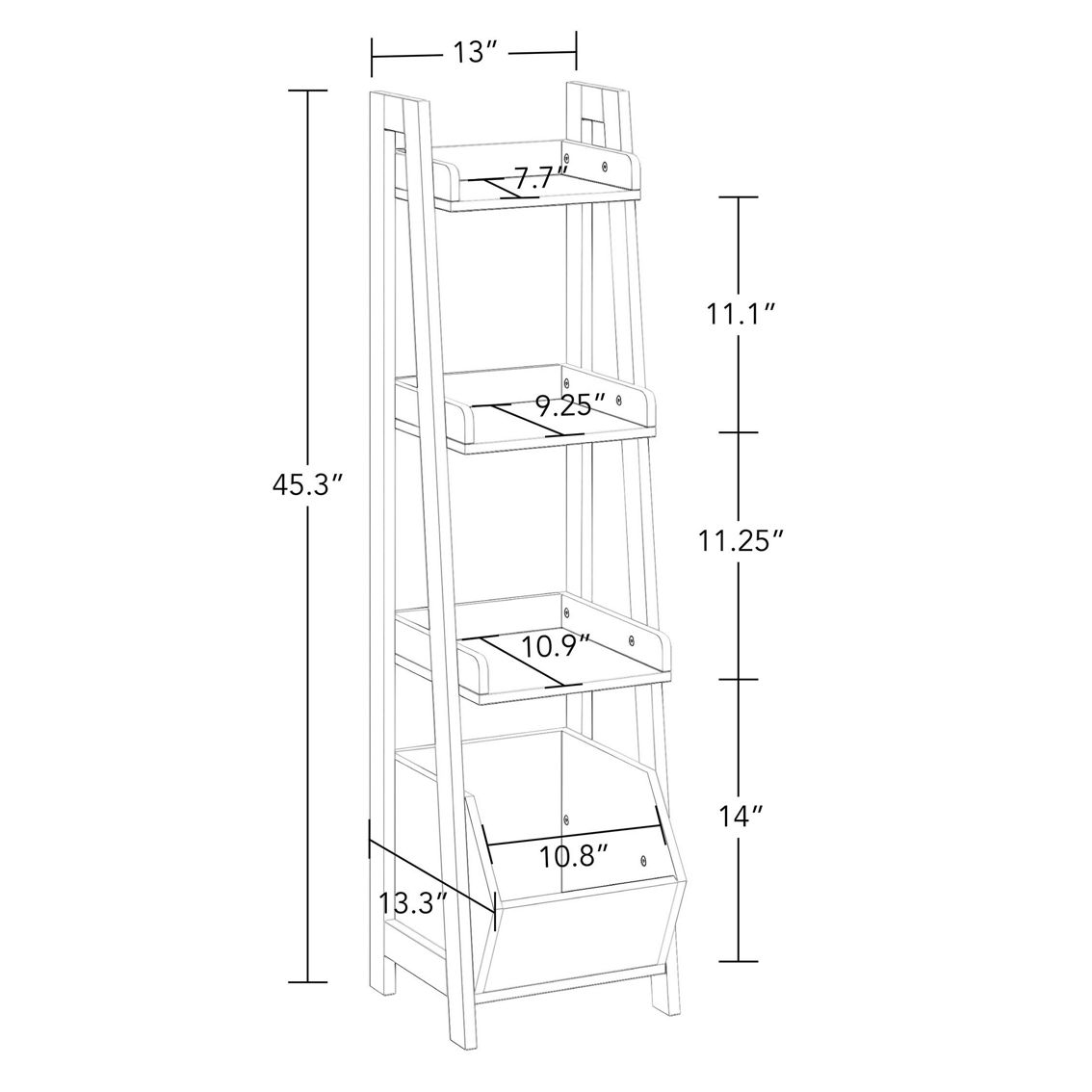 RiverRidge Kids 4-Tier 13in Ladder Shelf with Toy Organizer and 2pc Bins - Image 3 of 5
