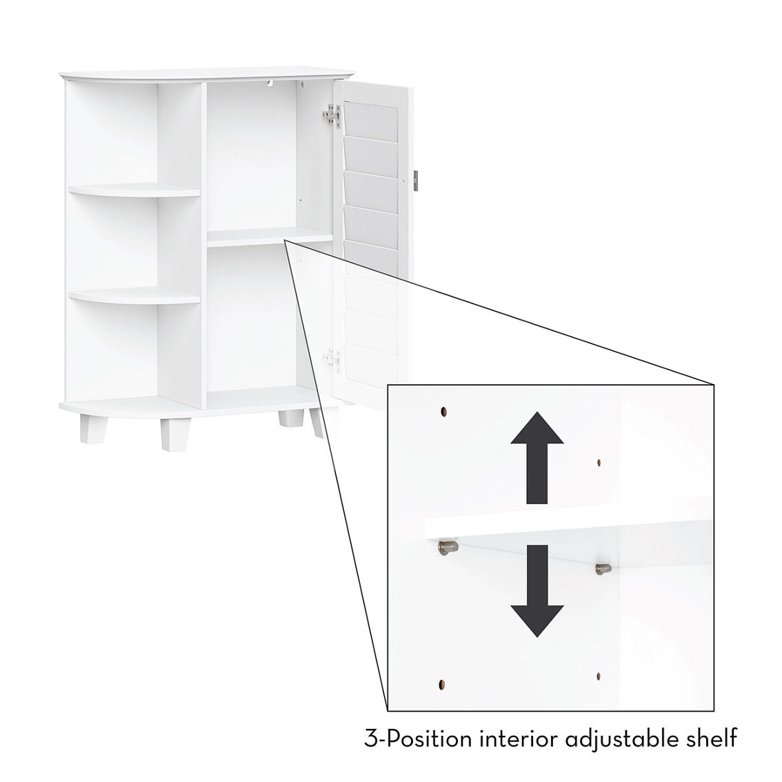 RiverRidge Brookfield Single Door Floor Cabinet with Side Shelves - Image 5 of 5
