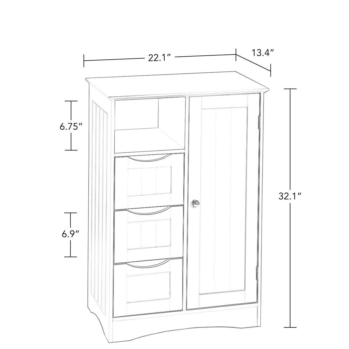RiverRidge Ashland Single Door, 3 Drawer Floor Cabinet - Image 3 of 5
