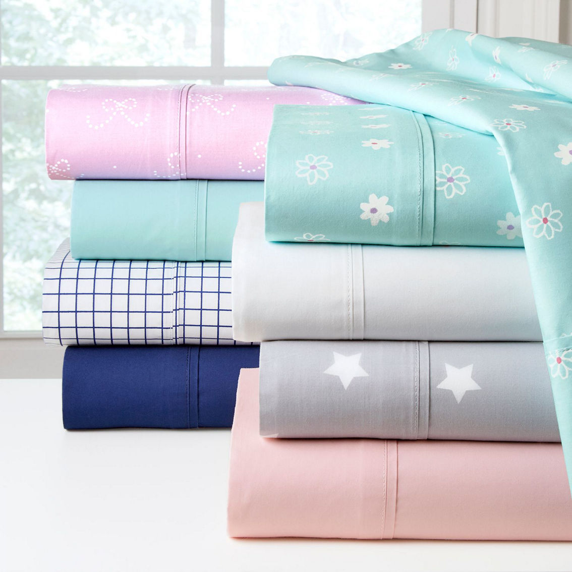 Pointehaven 200 Thread Count 100% Cotton Percale Solid and Print Sheet Sets - Image 3 of 3