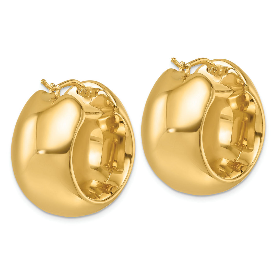 18K Gold Italian Elegance SEMI-SOLID 24MM ROUND HOOP EARRINGS - Image 2 of 5