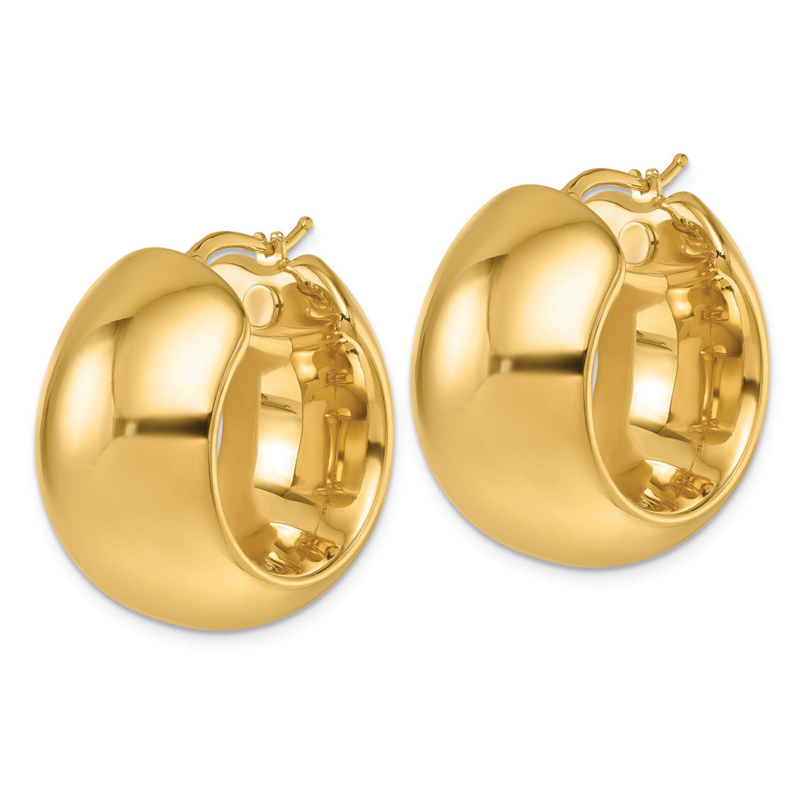 18K Gold Italian Elegance SEMI-SOLID 24MM ROUND HOOP EARRINGS - Image 3 of 5