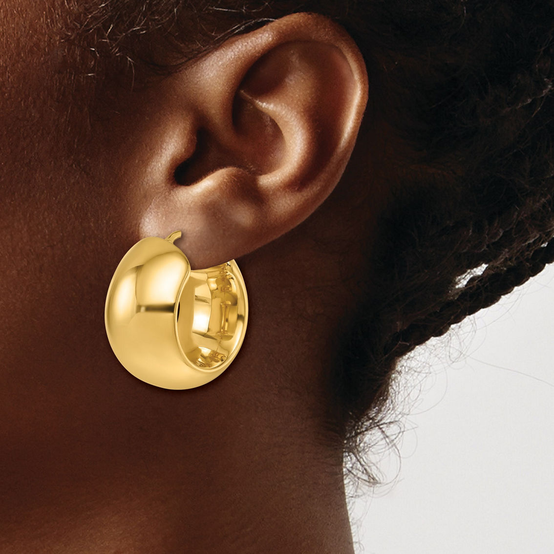18K Gold Italian Elegance SEMI-SOLID 24MM ROUND HOOP EARRINGS - Image 5 of 5