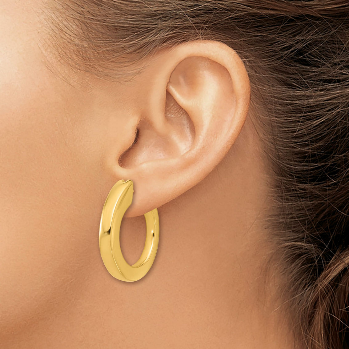18K Gold Italian Elegance SEMI-SOLID HOOP EARRINGS - Image 5 of 5