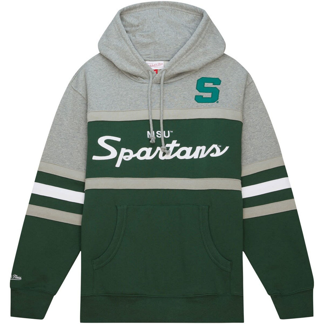 Mitchell & Ness Men's Green Michigan State Spartans Head Coach Pullover Hoodie - Image 3 of 4