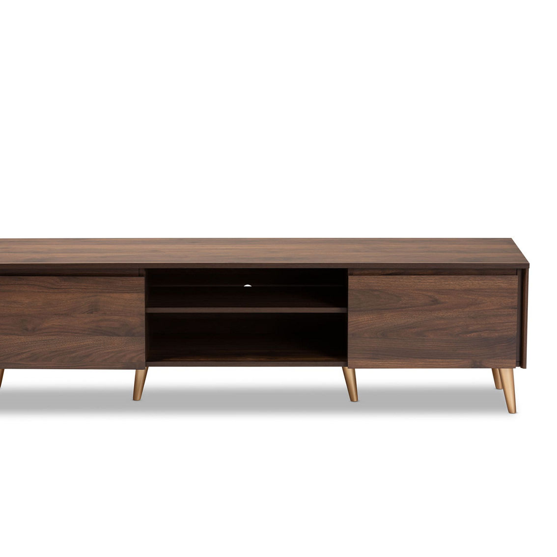 Baxton Studio Landen Walnut Brown and Gold Finished Wood TV Stand - Image 3 of 5