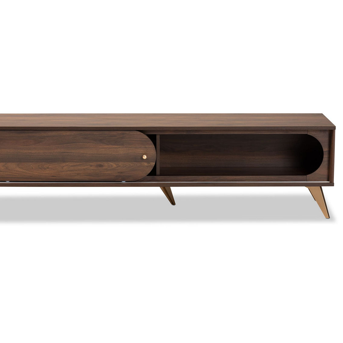 Baxton Studio Dena Walnut Brown Wood and Gold Finished TV Stand - Image 3 of 5