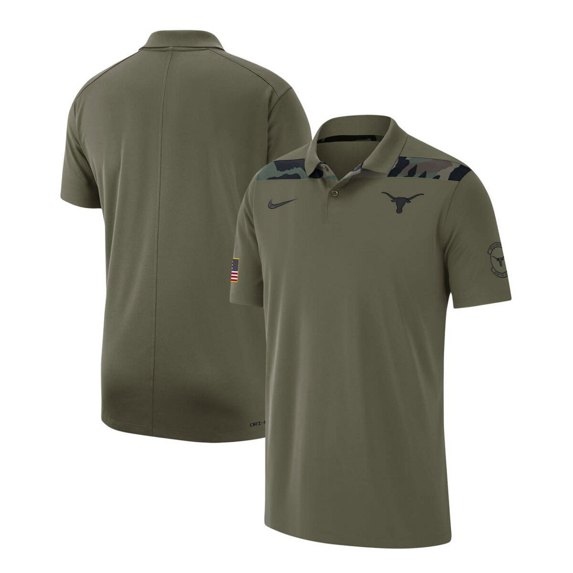 Nike Men's Olive Texas Longhorns 2023 Sideline Coaches Military Performance Polo - Image 2 of 4