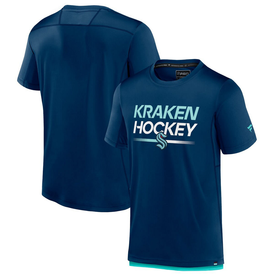 Fanatics Men's Fanatics Deep Sea Blue Seattle Kraken Authentic Pro Tech T-Shirt - Image 2 of 4