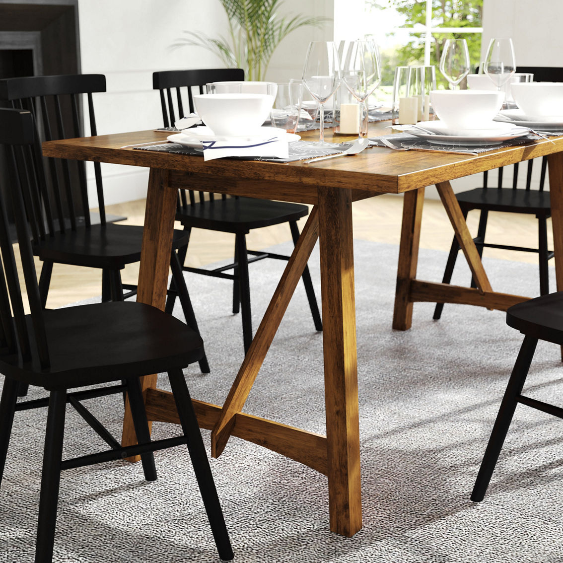 Flash Furniture Solid Wood Dining Table - Image 3 of 5