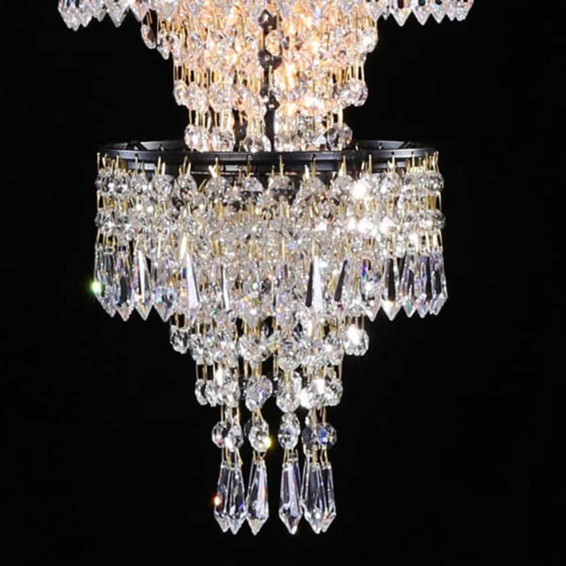Manor Luxe, Tier Antique Style Glass Crystal Chandelier w/ Edison Bulb Pendant - Image 2 of 2