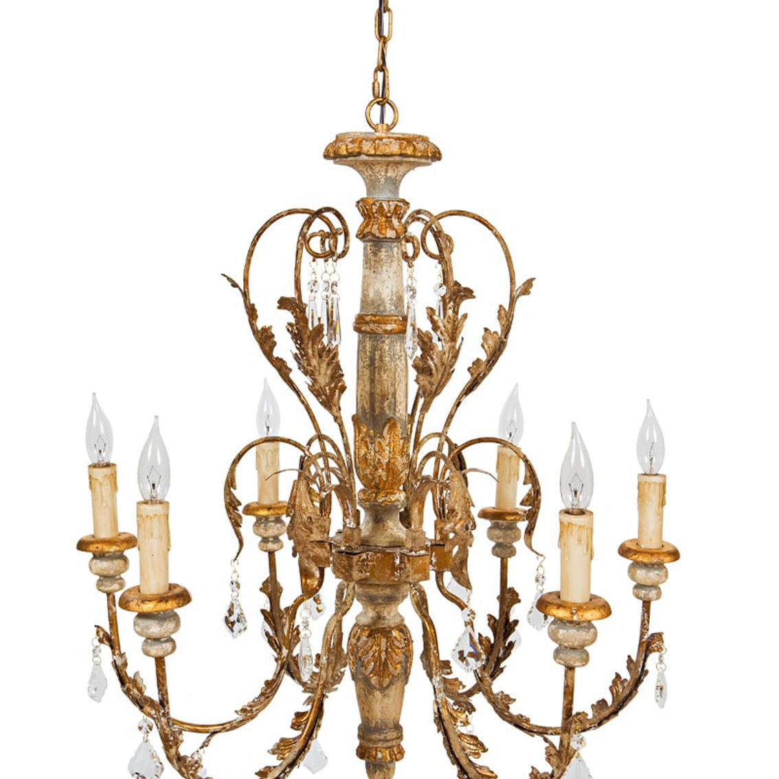 Manor Luxe, Vanderbilt Wood, Metal & Glass Crystal Luxury 6 Candelabra Chandelier - Image 2 of 2