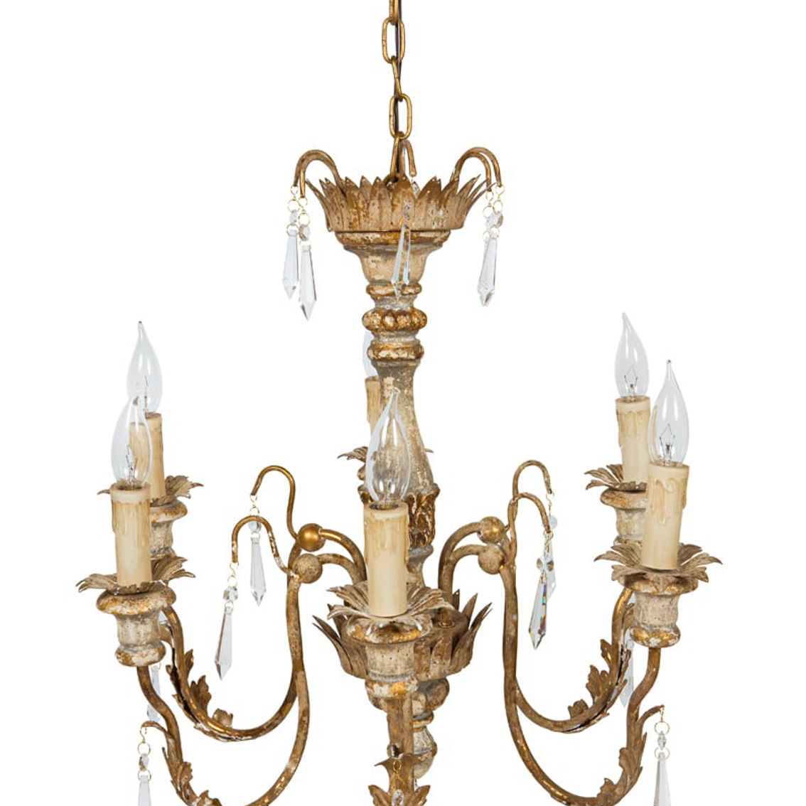 Manor Luxe, Monticello Wood, Metal & Glass Crystal Luxury 6 Candelabra Chandelier - Image 2 of 2