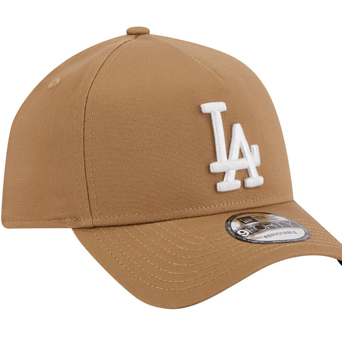 New Era Men's Khaki Los Angeles Dodgers A-Frame 9FORTY Adjustable Hat - Image 4 of 4