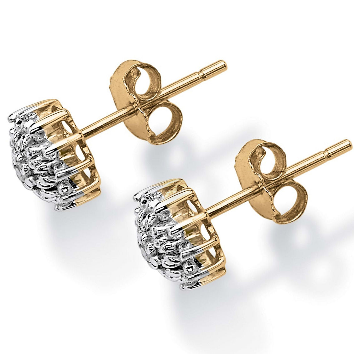 PalmBeach Diamond Accent Starburst Stud Earrings in Solid 10k Gold - Image 2 of 4