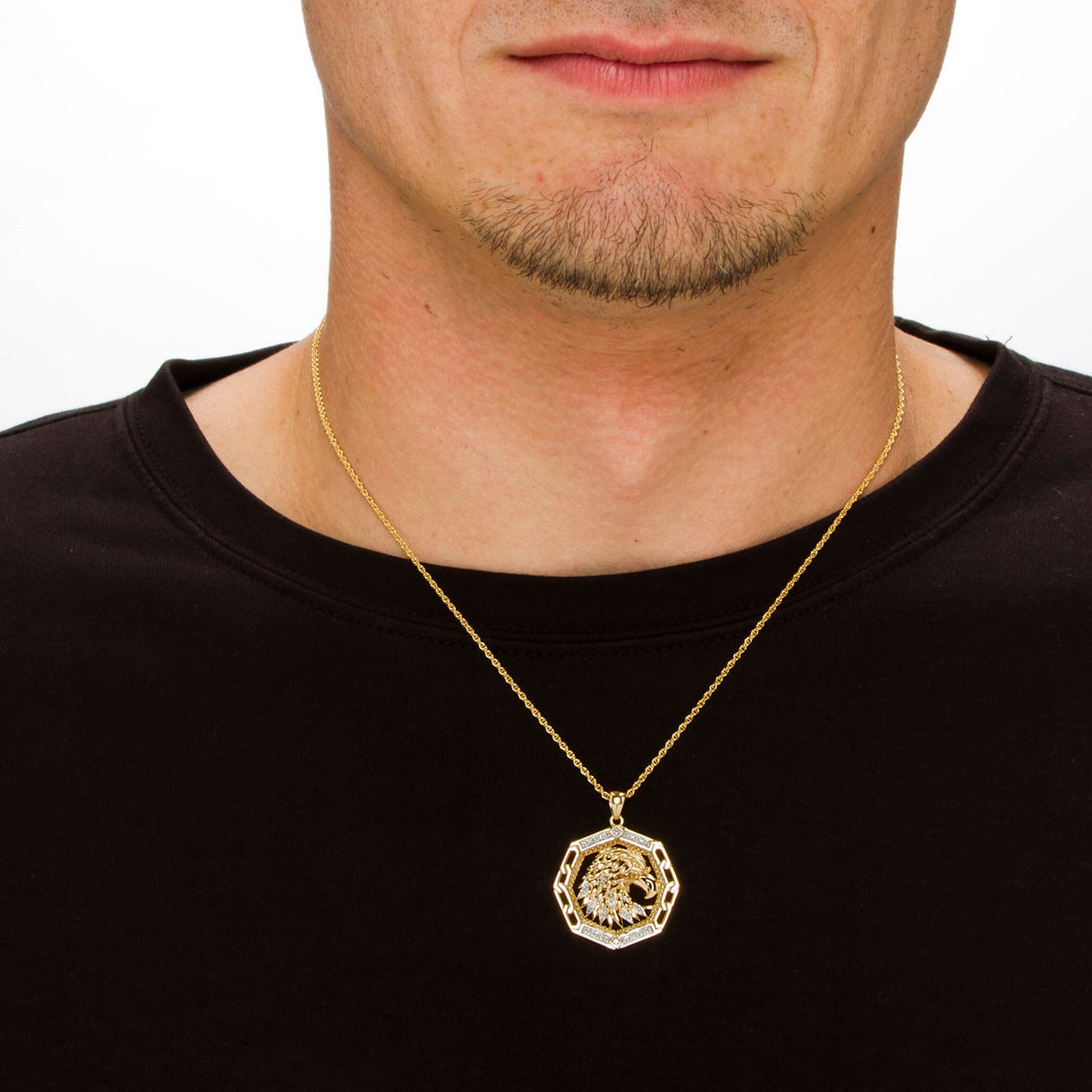 PalmBeach Men's Diamond Accented Eagle Pendant in Gold-Plated Sterling Silver - Image 3 of 4