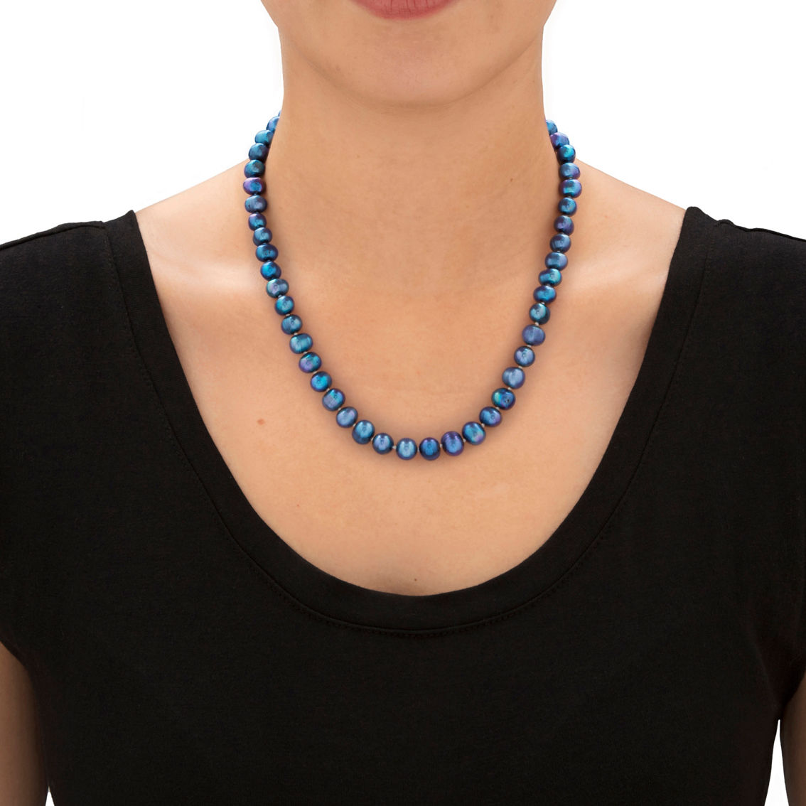 PalmBeach Genuine Cultured Blue Pearl Silvertone Jewelry Set 18