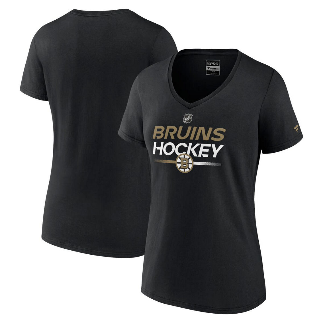 Fanatics Branded Women's Black Boston Bruins Authentic Pro V-Neck T-Shirt - Image 2 of 4