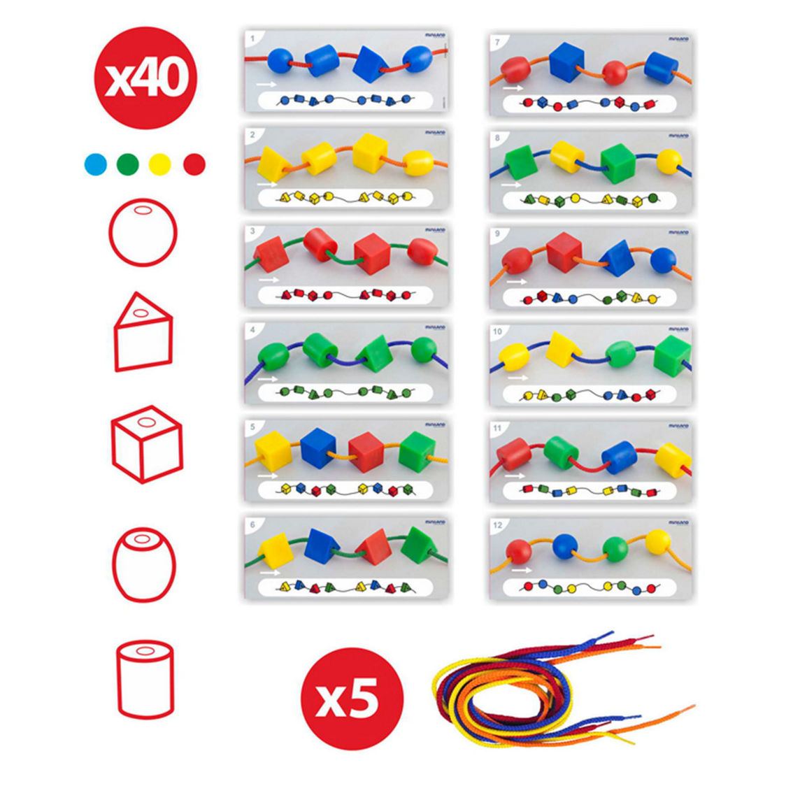 Miniland Educational Activity Shapes, Giant Beads and Laces Set - Image 3 of 3