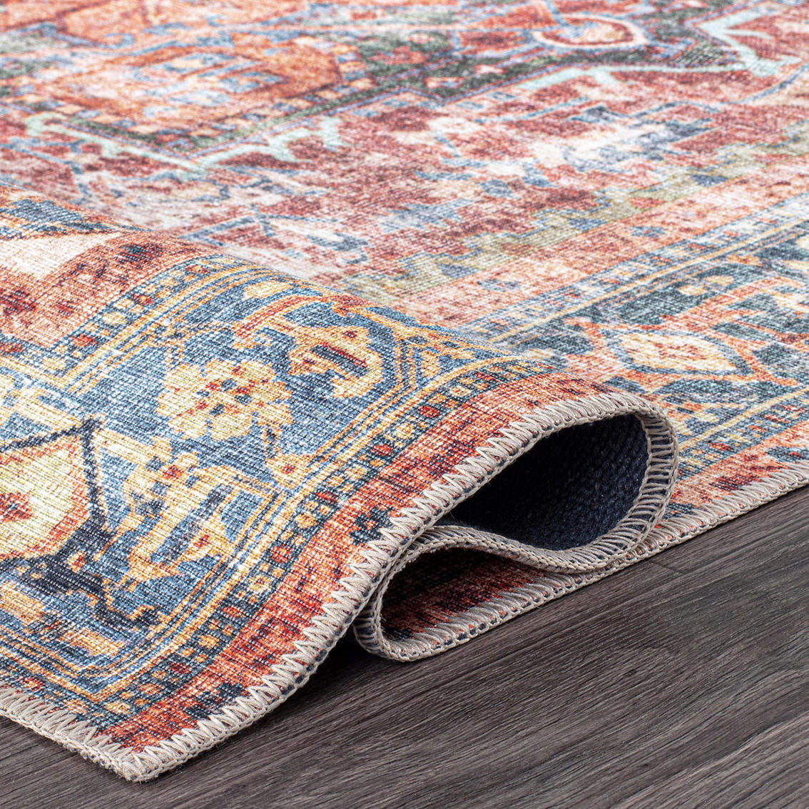 World Rug Gallery Traditional Distressed Machine Washable Area Rug - Image 5 of 5