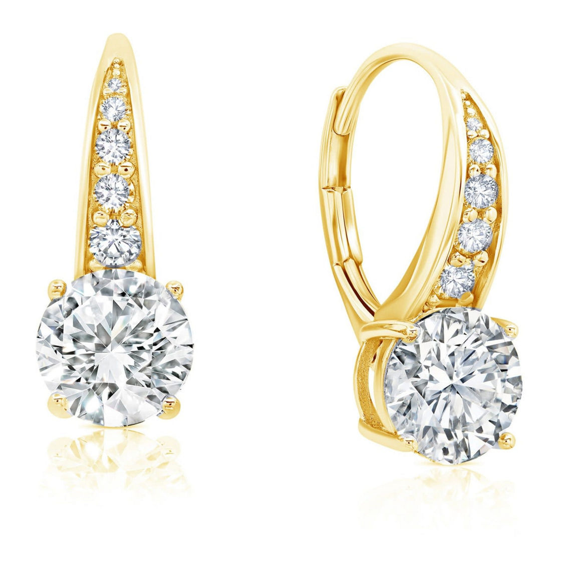 Crislu Accented Brilliant Cut Drop Earrings Finished in 18kt Yellow Gold - Image 2 of 2