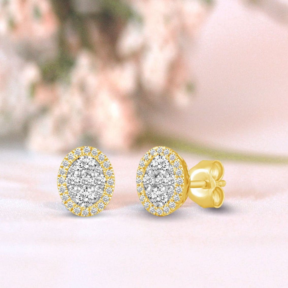 Royal Aura 14K Yellow Gold 1/2CTW Diamond Stud Earring - Image 4 of 4