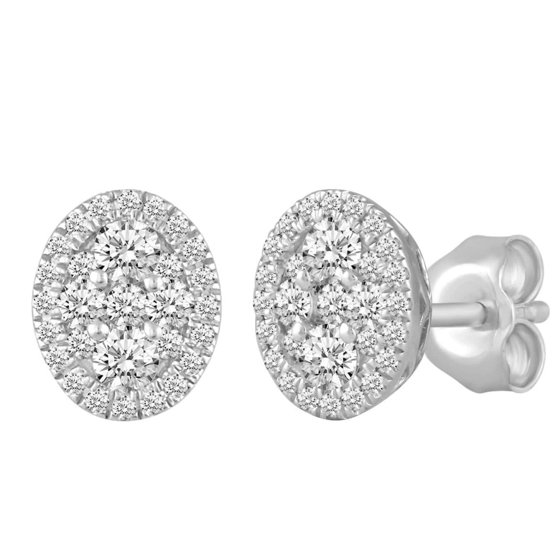 Royal Aura 14K White Gold 1/2CTW Diamond Stud Earring - Image 3 of 4