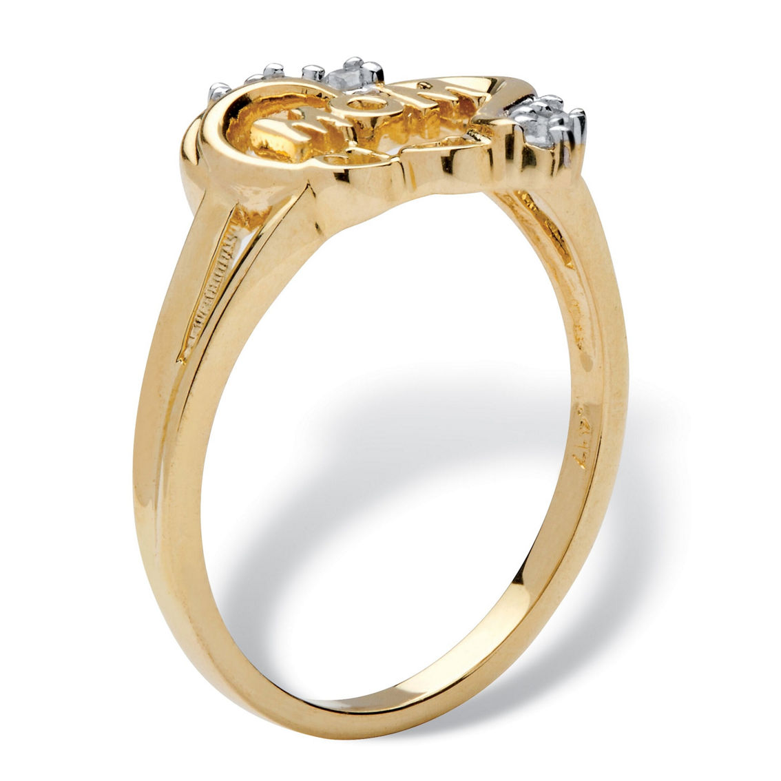 PalmBeach 1/8 TCW Diamond Mom Heart Ring in 10k Gold - Image 2 of 5